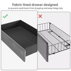 Cadre de lit Queen Size avec rangement - Lit plateforme rembourré avec station de recharge, lit gigogne et 4 tiroirs, Gris