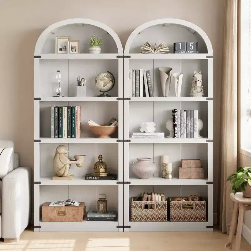 71.65 Bibliothèque avec portes Bibliothèque cintrée Bibliothèque haute Meuble de style rustique avec étagères Bibliothèques en bois pour bureau à domicile, salon