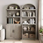 71.65 Bibliothèque avec portes Bibliothèque cintrée Bibliothèque haute Meuble de style rustique avec étagères Bibliothèques en bois pour bureau à domicile, salon