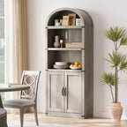 71.65 Bibliothèque avec portes Bibliothèque cintrée Bibliothèque haute Meuble de style rustique avec étagères Bibliothèques en bois pour bureau à domicile, salon