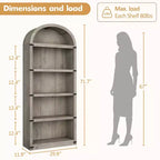 71.65 Bibliothèque avec portes Bibliothèque cintrée Bibliothèque haute Meuble de style rustique avec étagères Bibliothèques en bois pour bureau à domicile, salon