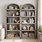71.65 Bibliothèque avec portes Bibliothèque cintrée Bibliothèque haute Meuble de style rustique avec étagères Bibliothèques en bois pour bureau à domicile, salon