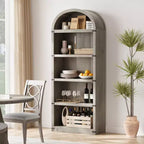 71.65 Bibliothèque avec portes Bibliothèque cintrée Bibliothèque haute Meuble de style rustique avec étagères Bibliothèques en bois pour bureau à domicile, salon