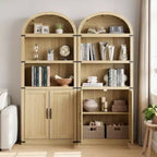 71.65 Bibliothèque avec portes Bibliothèque cintrée Bibliothèque haute Meuble de style rustique avec étagères Bibliothèques en bois pour bureau à domicile, salon