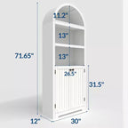 Acekool Armoire haute en bois à dessus cintré, bibliothèque à 5 étagères avec portes, buffet de rangement réglable pour salon et cuisine