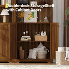 Acekool Armoire haute en bois à dessus cintré, bibliothèque à 5 étagères avec portes, buffet de rangement réglable pour salon et cuisine