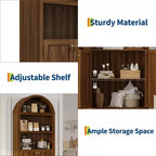 Acekool Armoire haute en bois à dessus cintré, bibliothèque à 5 étagères avec portes, buffet de rangement réglable pour salon et cuisine