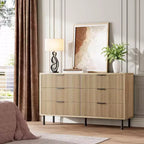 COZONY Commode à 6 tiroirs 59, Meuble cannelé moderne avec poignées métalliques, Rangement en bois pour chambre/salon