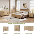 COZONY Commode à 6 tiroirs 59, Meuble cannelé moderne avec poignées métalliques, Rangement en bois pour chambre/salon