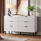 COZONY Commode à 6 tiroirs 59, Meuble cannelé moderne avec poignées métalliques, Rangement en bois pour chambre/salon