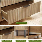 COZONY Commode à 6 tiroirs 59, Meuble cannelé moderne avec poignées métalliques, Rangement en bois pour chambre/salon