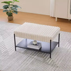 Ottoman rembourré de 30,7 po de large, banc de chambre pour le pied de lit, tabouret repose-pieds avec étagère de rangement ouverte pour couloir, salon, chambre à coucher
