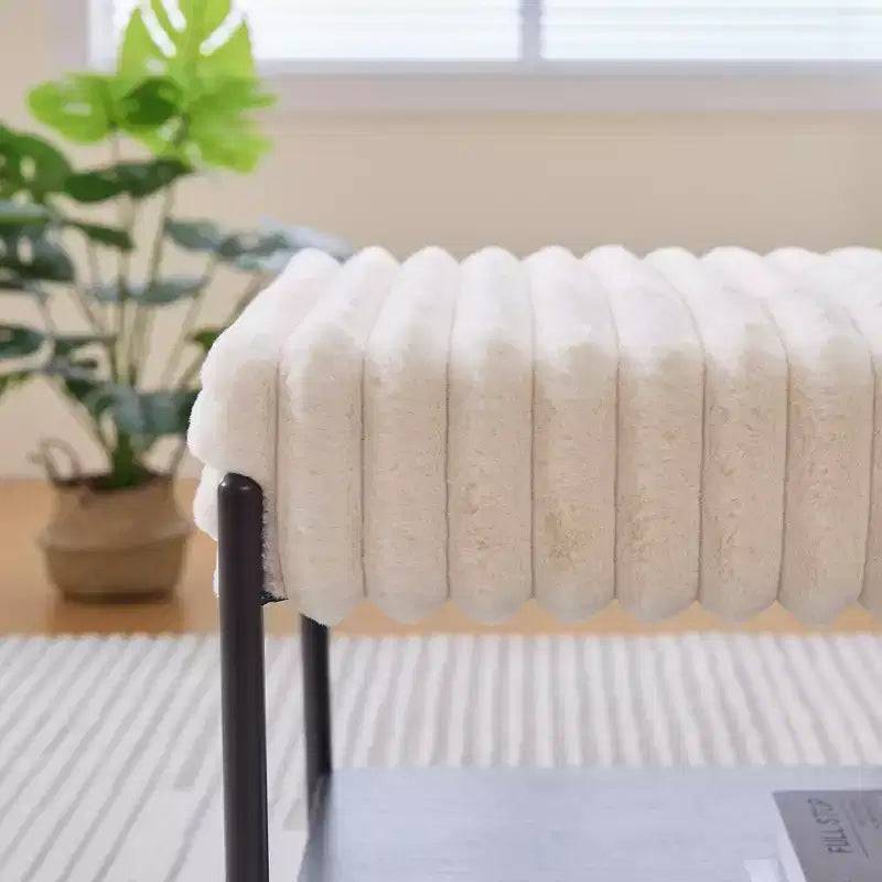 Ottoman rembourré de 30,7 po de large, banc de chambre pour le pied de lit, tabouret repose-pieds avec étagère de rangement ouverte pour couloir, salon, chambre à coucher