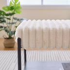 Ottoman rembourré de 30,7 po de large, banc de chambre pour le pied de lit, tabouret repose-pieds avec étagère de rangement ouverte pour couloir, salon, chambre à coucher