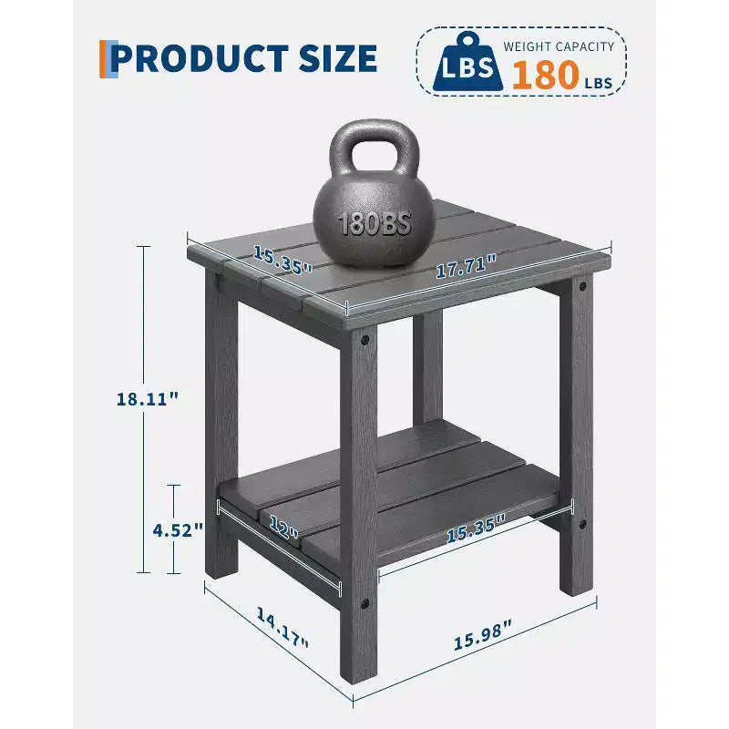 Table d'appoint d'extérieur à 2 niveaux - Table de patio en PEHD résistante aux intempéries pour piscine et terrasse