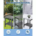 Table d'appoint d'extérieur à 2 niveaux - Table de patio en PEHD résistante aux intempéries pour piscine et terrasse