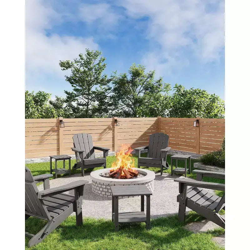 Table d'appoint d'extérieur à 2 niveaux - Table de patio en PEHD résistante aux intempéries pour piscine et terrasse