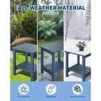 Table d'appoint d'extérieur à 2 niveaux - Table de patio en PEHD résistante aux intempéries pour piscine et terrasse