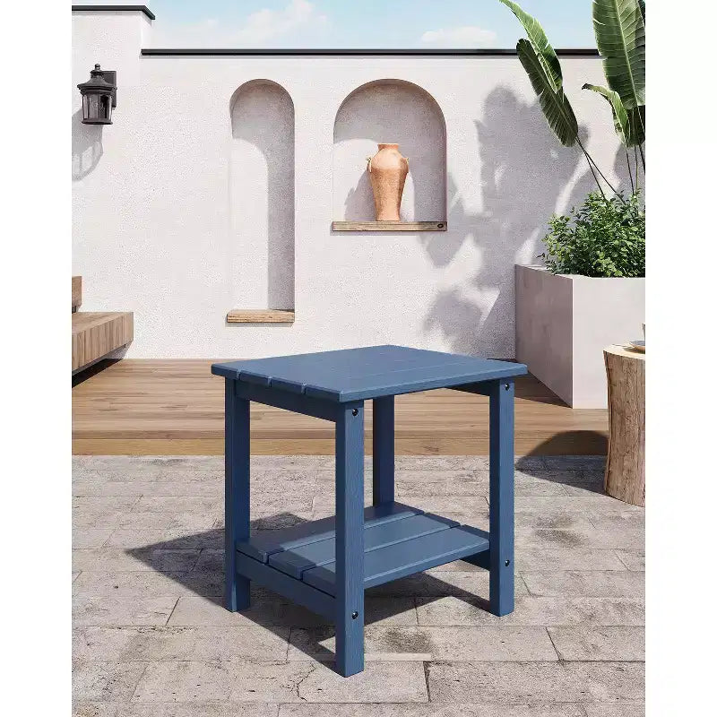 Table d'appoint d'extérieur à 2 niveaux - Table de patio en PEHD résistante aux intempéries pour piscine et terrasse