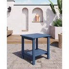 Table d'appoint d'extérieur à 2 niveaux - Table de patio en PEHD résistante aux intempéries pour piscine et terrasse