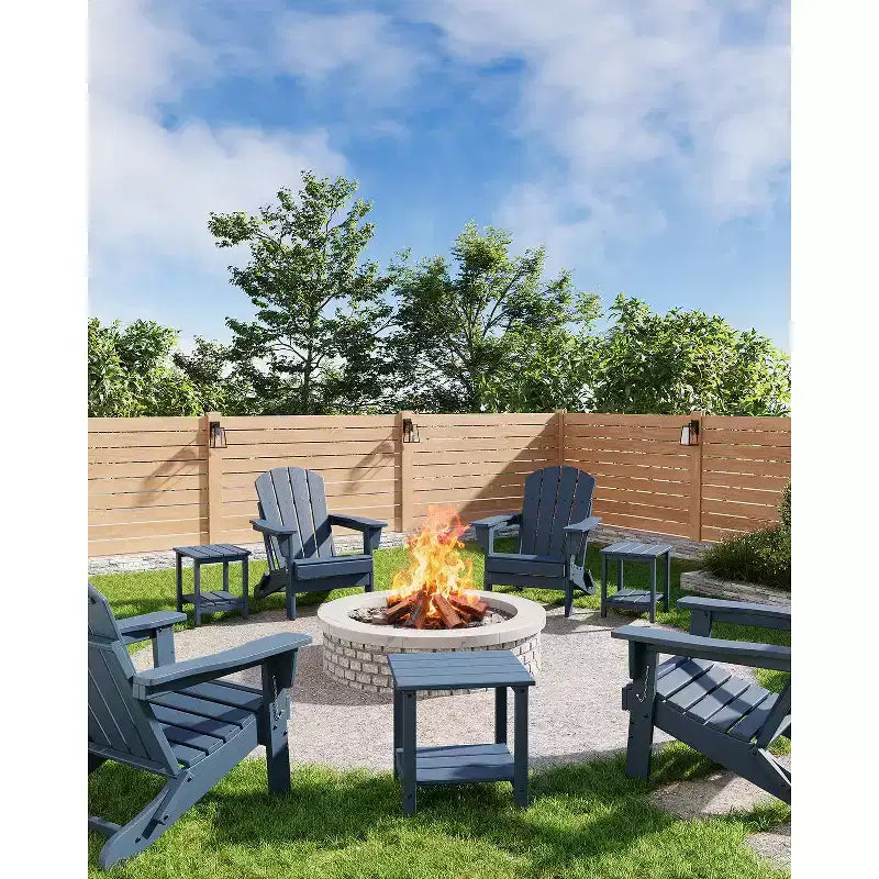 Table d'appoint d'extérieur à 2 niveaux - Table de patio en PEHD résistante aux intempéries pour piscine et terrasse