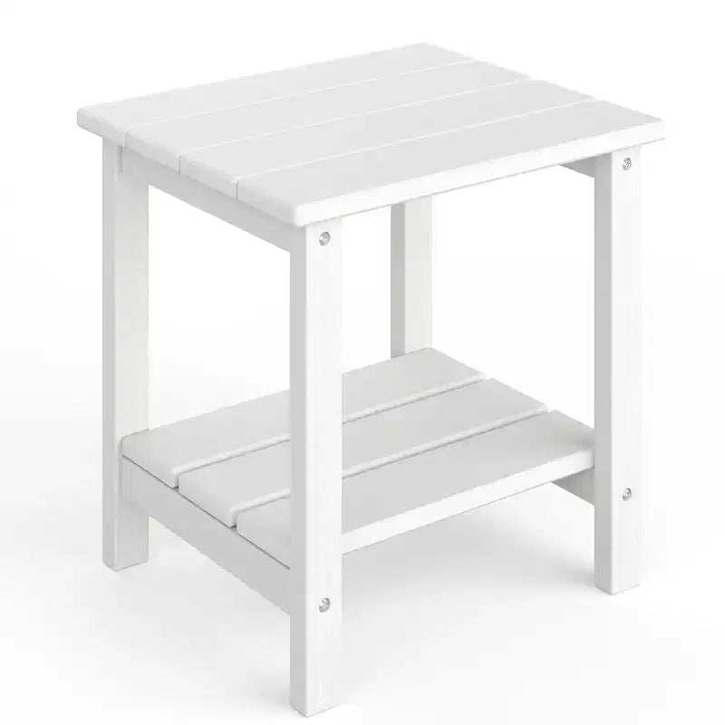 Table d'appoint d'extérieur à 2 niveaux - Table de patio en PEHD résistante aux intempéries pour piscine et terrasse