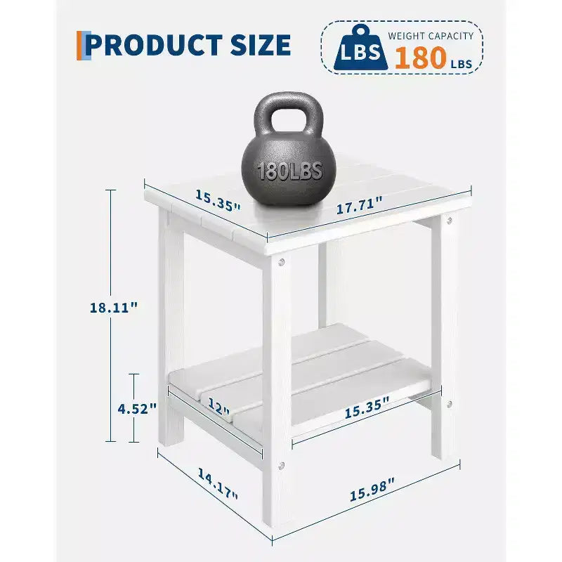 Table d'appoint d'extérieur à 2 niveaux - Table de patio en PEHD résistante aux intempéries pour piscine et terrasse