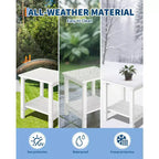 Table d'appoint d'extérieur à 2 niveaux - Table de patio en PEHD résistante aux intempéries pour piscine et terrasse