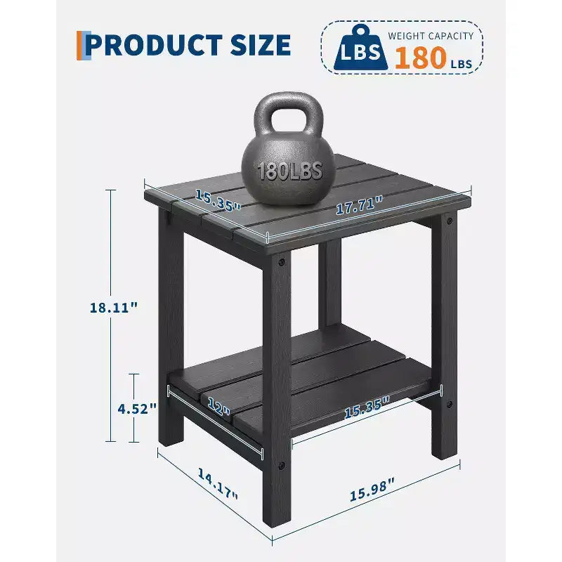 Table d'appoint d'extérieur à 2 niveaux - Table de patio en PEHD résistante aux intempéries pour piscine et terrasse