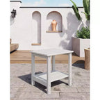 Table d'appoint d'extérieur à 2 niveaux - Table de patio en PEHD résistante aux intempéries pour piscine et terrasse