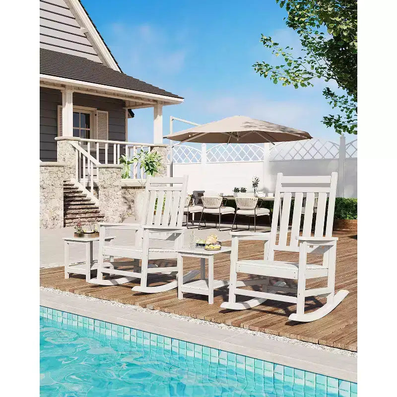 Table d'appoint d'extérieur à 2 niveaux - Table de patio en PEHD résistante aux intempéries pour piscine et terrasse