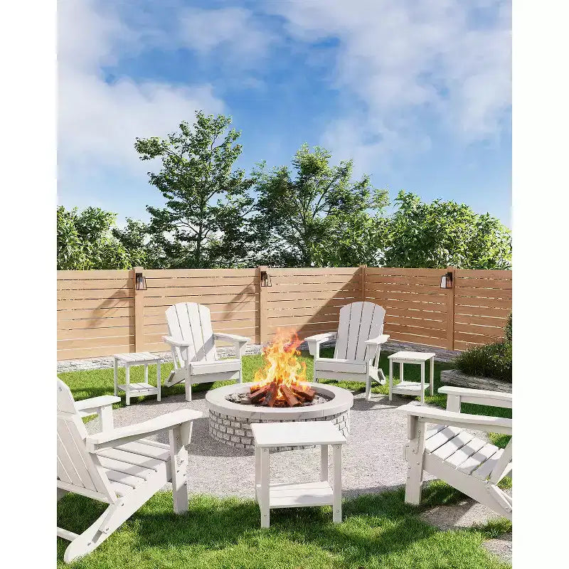 Table d'appoint d'extérieur à 2 niveaux - Table de patio en PEHD résistante aux intempéries pour piscine et terrasse