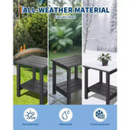 Table d'appoint d'extérieur à 2 niveaux - Table de patio en PEHD résistante aux intempéries pour piscine et terrasse