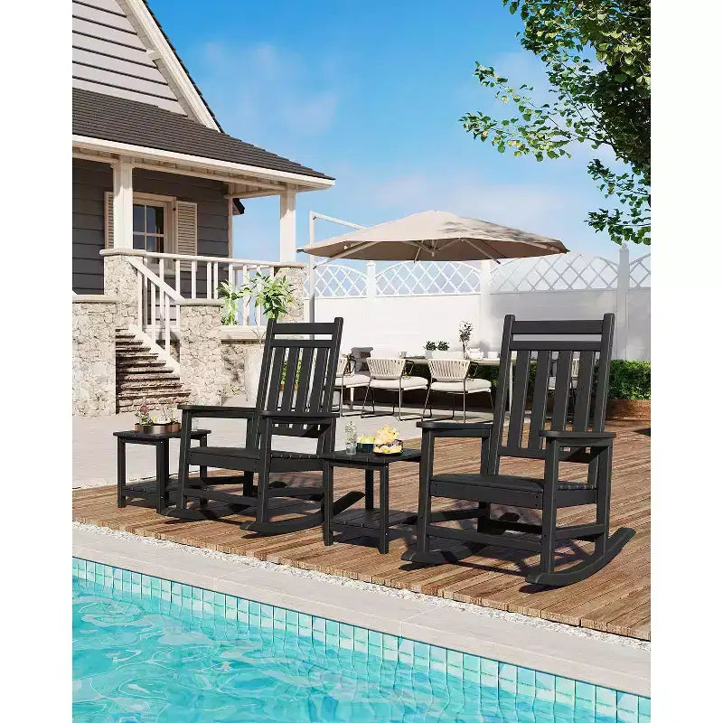 Table d'appoint d'extérieur à 2 niveaux - Table de patio en PEHD résistante aux intempéries pour piscine et terrasse