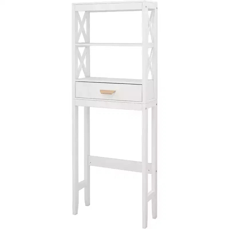 Meuble de rangement de salle de bain Acekool sur les toilettes, organiseur autoportant avec 1 tiroir et 2 étagères ouvertes, blanc