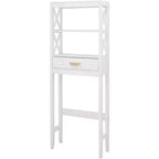 Meuble de rangement de salle de bain Acekool sur les toilettes, organiseur autoportant avec 1 tiroir et 2 étagères ouvertes, blanc