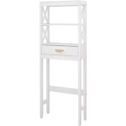 Meuble de rangement de salle de bain Acekool sur les toilettes, organiseur autoportant avec 1 tiroir et 2 étagères ouvertes, blanc