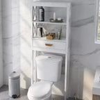 Meuble de rangement de salle de bain Acekool sur les toilettes, organiseur autoportant avec 1 tiroir et 2 étagères ouvertes, blanc