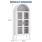 Armoire de cuisine haute de 70 po avec portes en verre et étagères réglables, Armoire de rangement en bois, Bibliothèque autoportante