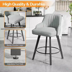 Tabouret de bar moderne avec pieds en bois, coussin épais et rotation à 360°