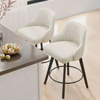 Tabouret de bar moderne avec pieds en bois, coussin épais et rotation à 360°