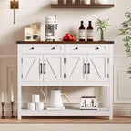 Grand buffet bahut de 120 cm, Meuble de rangement style ferme avec bar à café, Table console en bois avec 2 tiroirs pour cuisine et salle à manger