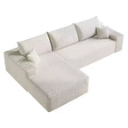 Canapé sectionnel nuage en tissu velours côtelé blanc de 272 cm avec chaise longue en forme de L, canapé modulaire moderne avec assise profonde