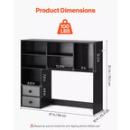 Étagère de bureau VEVOR, Organisateur de rangement de bureau à 3 niveaux, Étagère de rangement de bureau en bois 37 x 10 x 31,1, Meuble de rangement supérieur pour bureau, Noir