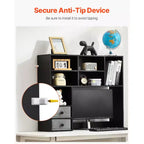 Étagère de bureau VEVOR, Organisateur de rangement de bureau à 3 niveaux, Étagère de rangement de bureau en bois 37 x 10 x 31,1, Meuble de rangement supérieur pour bureau, Noir