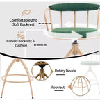 Karl Home Ensemble de 2 tabourets de bar pivotants verts avec assise en toile de jute et pieds en fer revêtu par poudre kaki