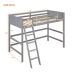 Lit mezzanine simple avec échelle, cadre de lit mezzanine en bois pour enfants, adolescents et adultes