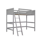 Lit mezzanine simple avec échelle, cadre de lit mezzanine en bois pour enfants, adolescents et adultes