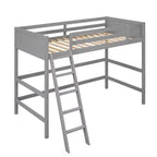 Lit mezzanine simple avec échelle, cadre de lit mezzanine en bois pour enfants, adolescents et adultes