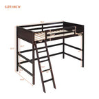 Lit mezzanine simple avec échelle, cadre de lit mezzanine en bois pour enfants, adolescents et adultes